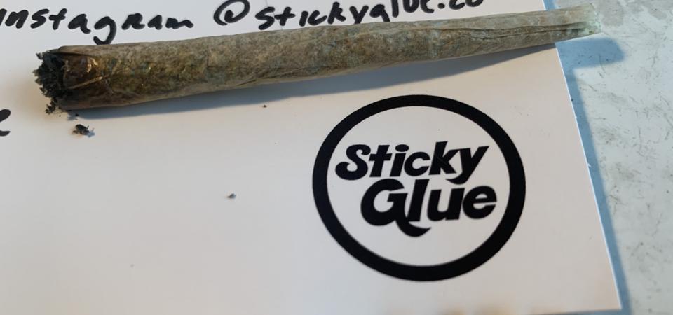 a joint rolled with sticky glue 