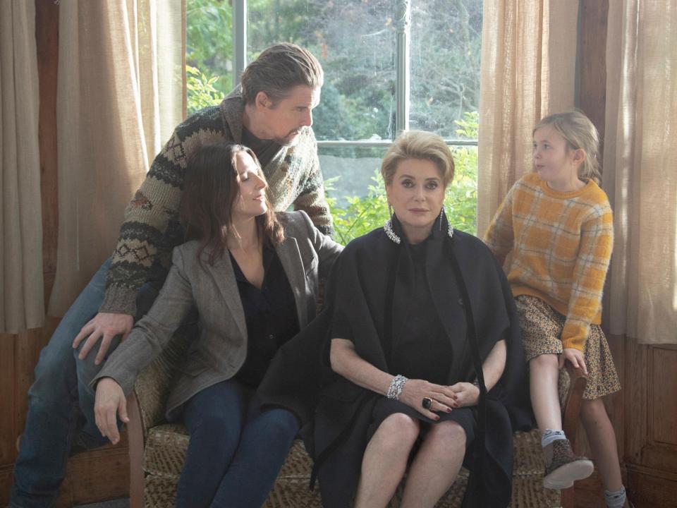 Ethan Hawke, Juliette Binoche, Catherine Deneuve and Clémentine Grenier in THE TRUTH.