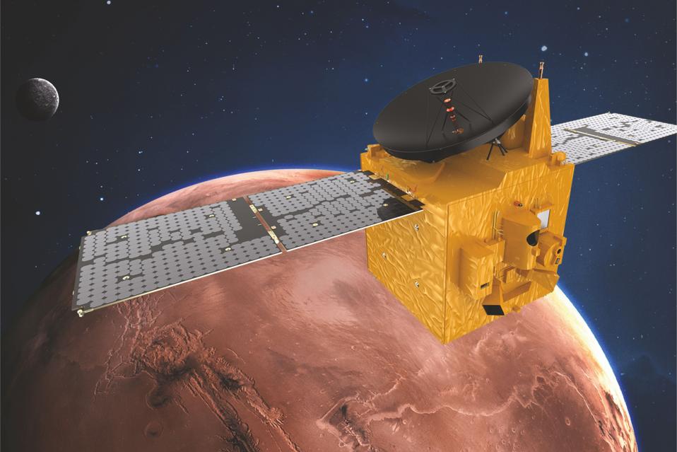 Hope spacecraft render at Mars