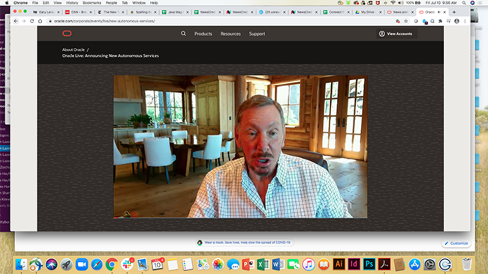Il presidente e CTO di Oracle Larry Ellison ha annunciato nuovi servizi Cloud @ Customer durante un evento Zoom.