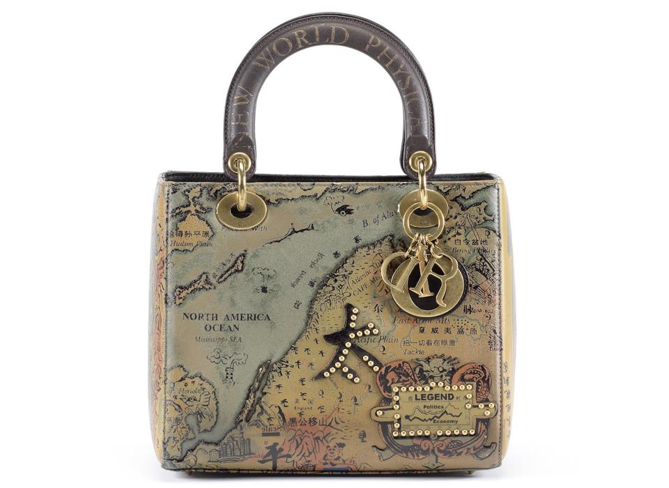 world map on handbag