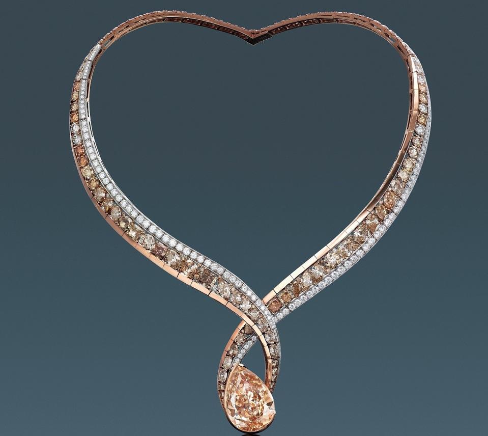 Alrosa Diamonds That Care by ANNA HU necklace with 27.02-carat. fancy brown-yellow diamond
