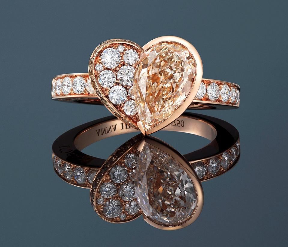 Alrosa Diamonds That Care by ANNA HU ring with 1.59 carat faint brown diamond