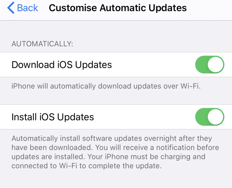 Apple iOS 13.6 customise automatic updates
