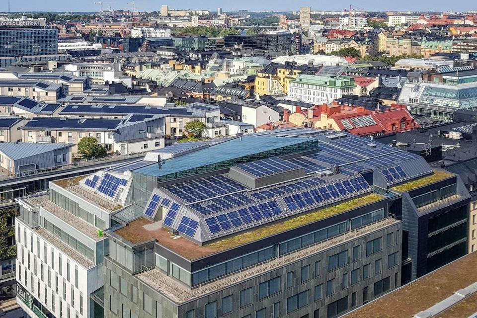 Climate positive: Solar panels at H&M's Head Office, Stockholm