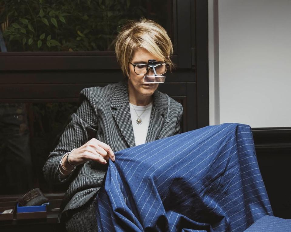Laura Ivaldi has been working at Vitale Barberis Canonico for 16 years, and is in charge of the mending department