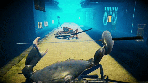 Fight Crab battle of crabs with katanas in a video game