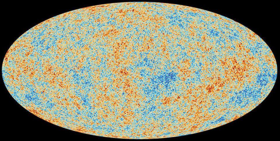 Il bagliore residuo del Big Bang, il CMB, come mostrato dal satellite Planck dell'ESA.