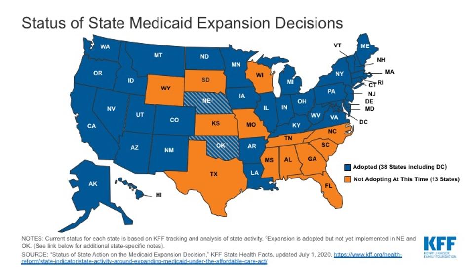 Map of States that Expanded Medicaid