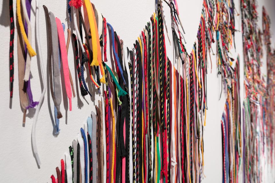 Nari Ward, ″We the People,″ 2011. Shoelaces. Courtesy of MCA Denver.