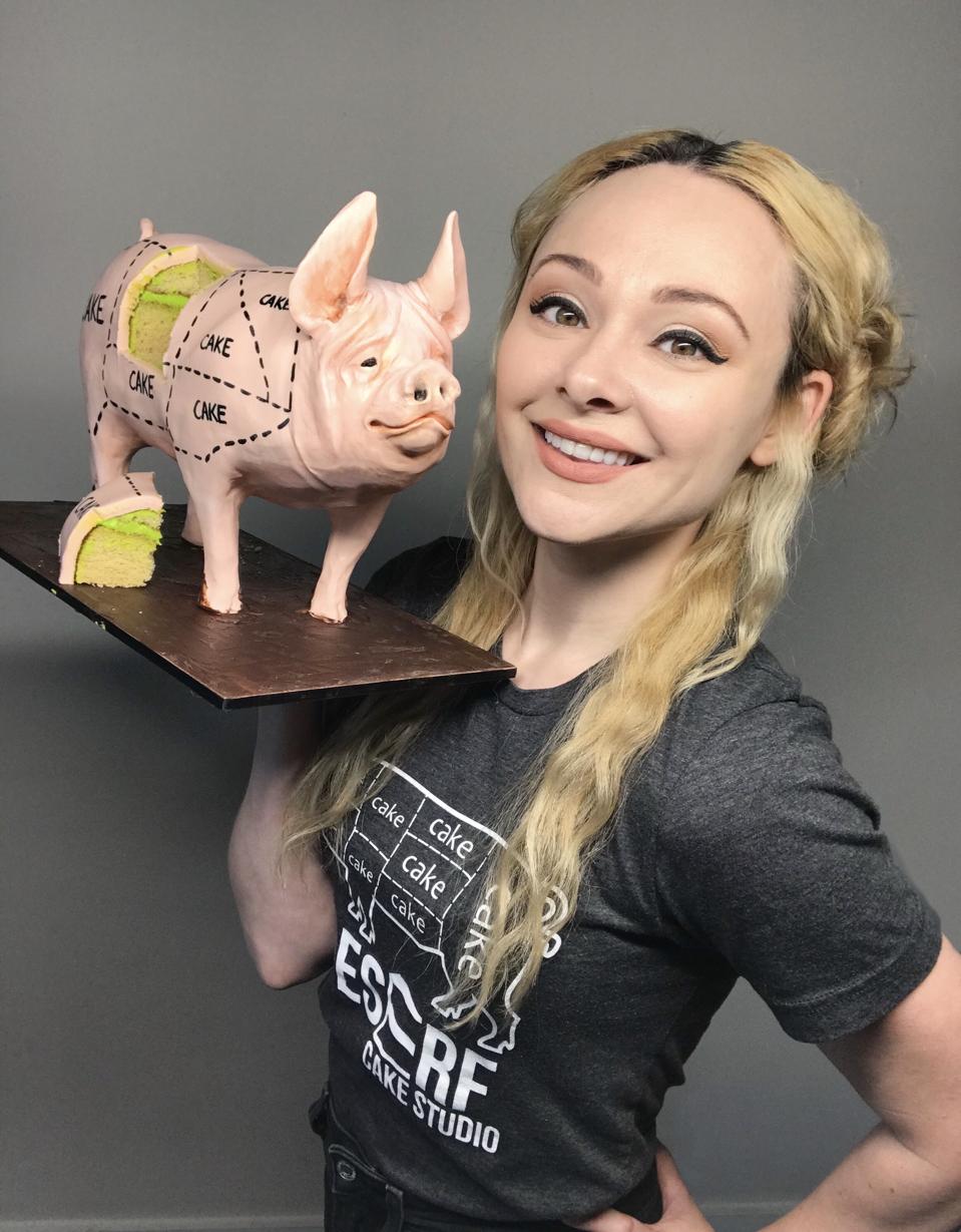 Natalie Sideserf with one of her incredible cake creations