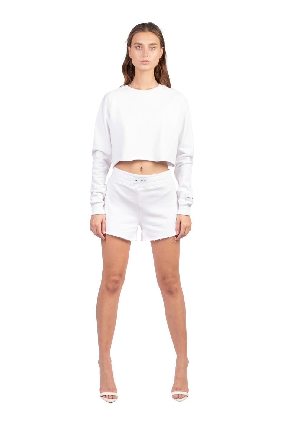 Baja East “Labeled” Cropped Crew in White