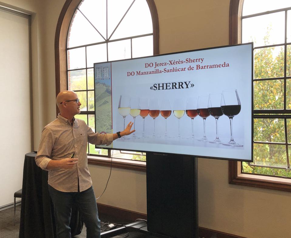SWS Education Director Rick Fisher teaching about the wines of Jerez, Spain.