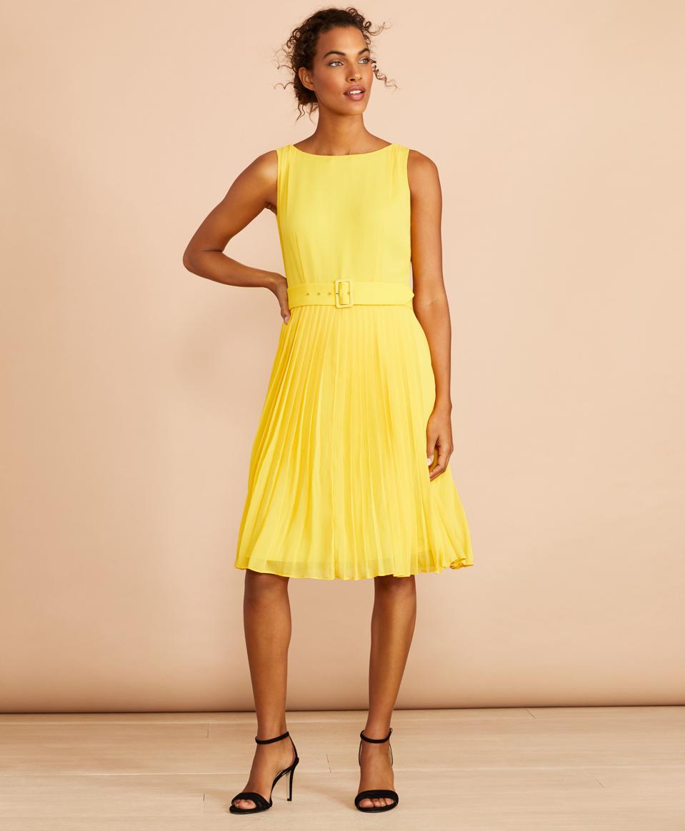 Brooks Brothers Red Fleece Pleated Chiffon Dress