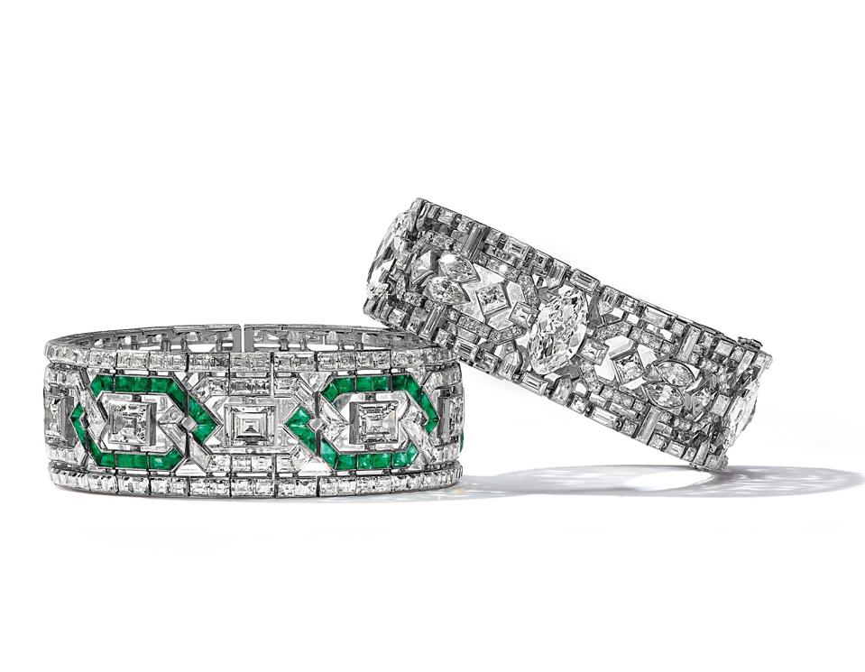 A pair of Art Deco bracelets by Lacloche Frères being sold as separate lots CHRISTIE'S