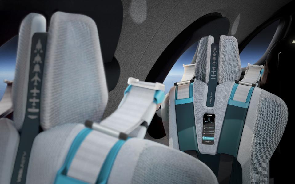 Seatbacks of the interior cabin on SpaceShipTwo