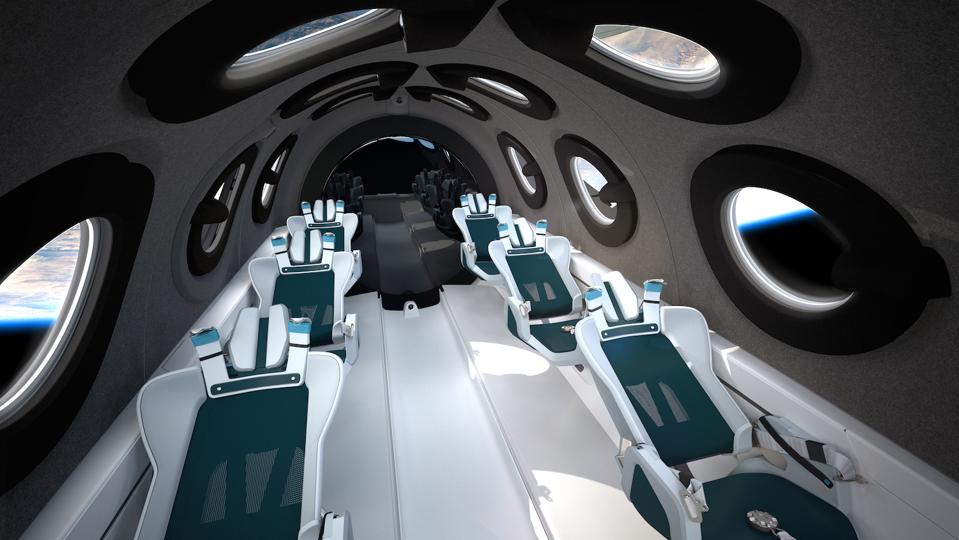 Wide angle view of the interior of SpaceShipTwo