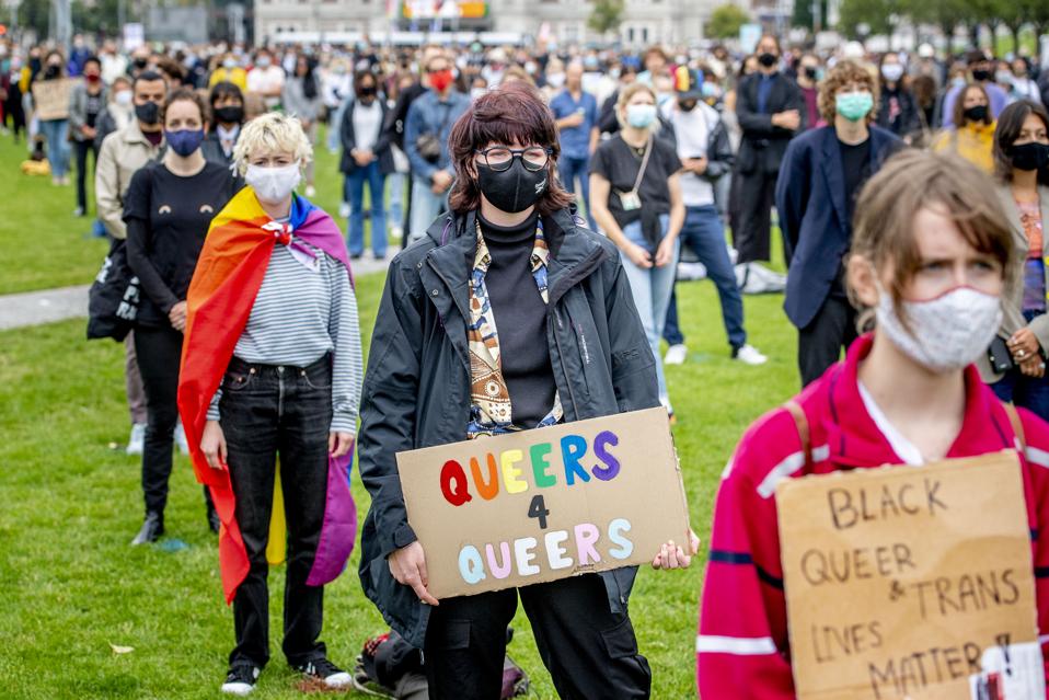 Protesters In Amsterdam during coronavirus.