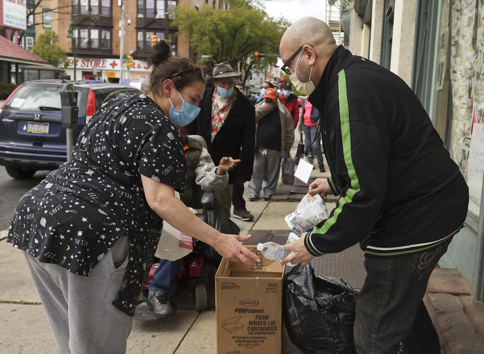 Group Gives Out Food In Reading Pennsylvania During Coronavirus Outbreak