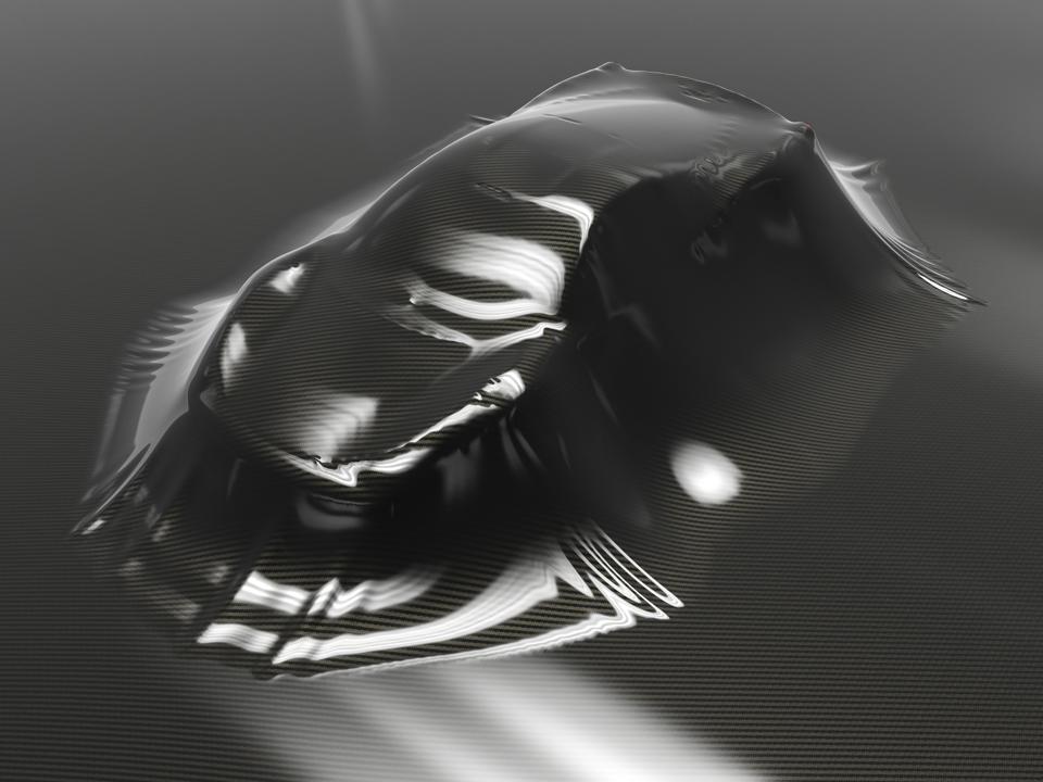 A car wrapped in black plastic.