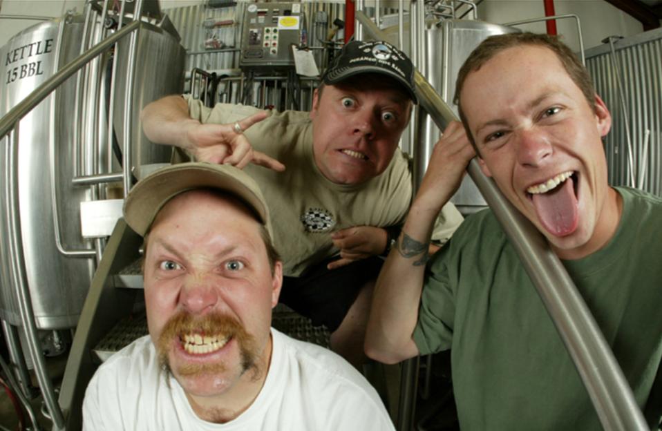 The owners of Colorado's Ska Brewing are quite a conspicuous team in this 1995 photo taken when they founded the brewery. The team is still intact: co-founders Bill Graham (left) and Dave Thibodeau (middle) and original head brewer Matt Vincent. Thibodeau is now the CEO. 