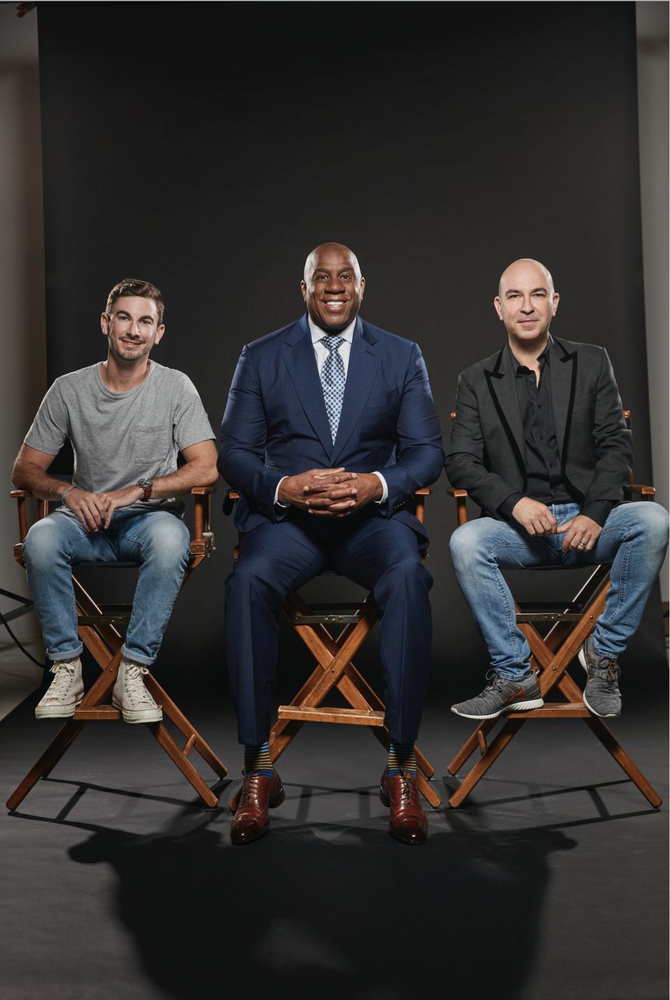 Garrett Greller, Magic Johnson & Bruno Schiavi (L-R)