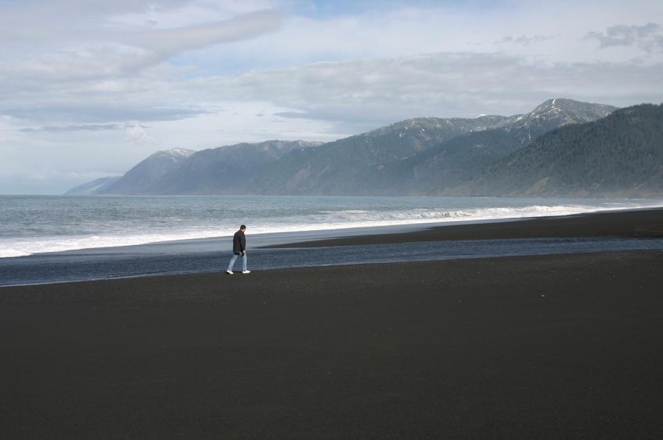 Hiking along California's Lost Coast north of Mendocino.