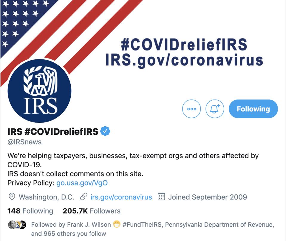 IRS Twitter account
