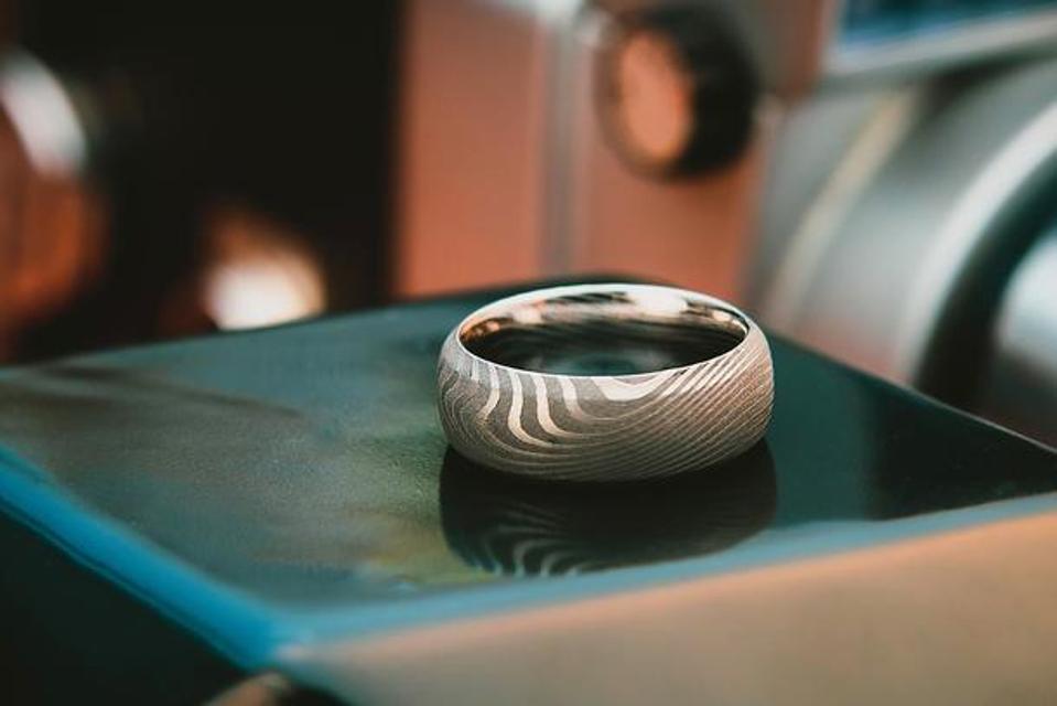 The Adonis, a men's ring made of Damascus Steel for guys who aren't afraid to show off their style