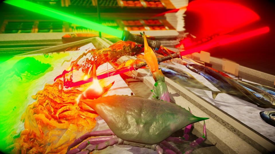 Crabs with lightsabers in Fight Crab