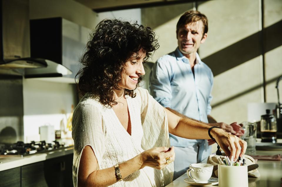 Couple cooking in the kitchen.