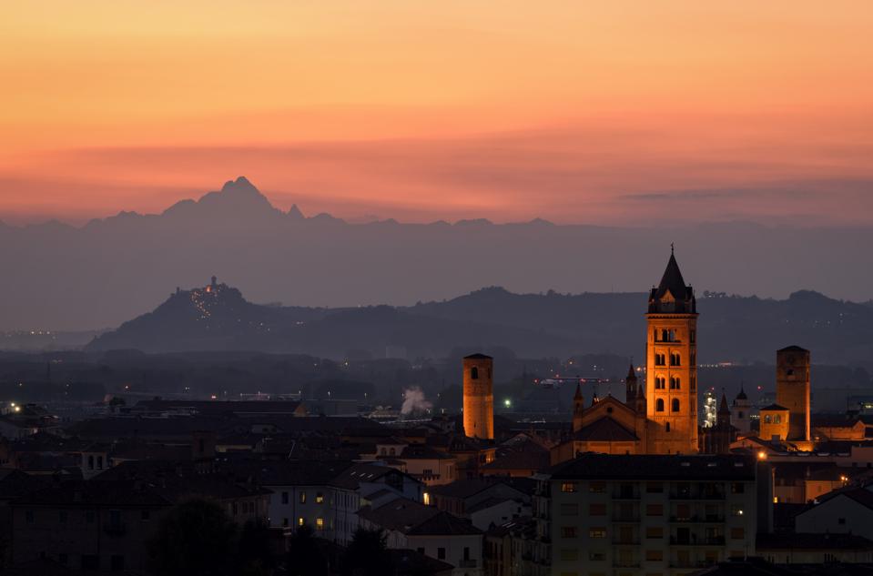 Alba at Sunset in Piedmont (Piemonte), Italy