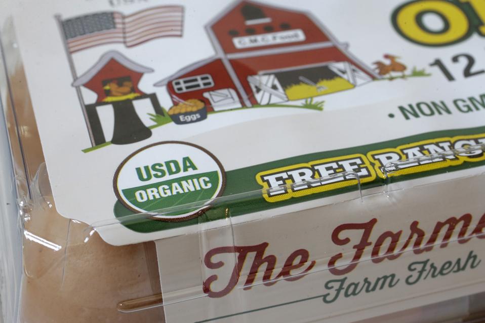 USDA Organic label on a carton of a dozen eggs. AP Photo/Steven Senne