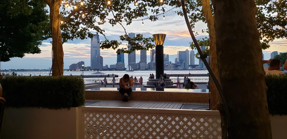The Hudson River with the buildings of New Jersey in the background