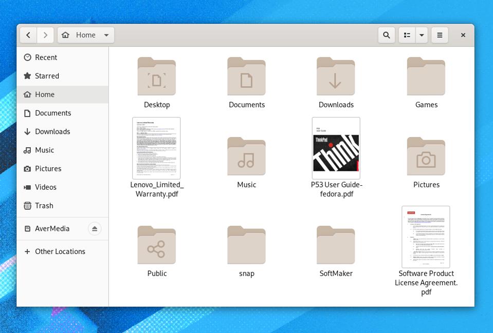 These 3 documents are all that Lenovo adds to the Fedora Workstation image