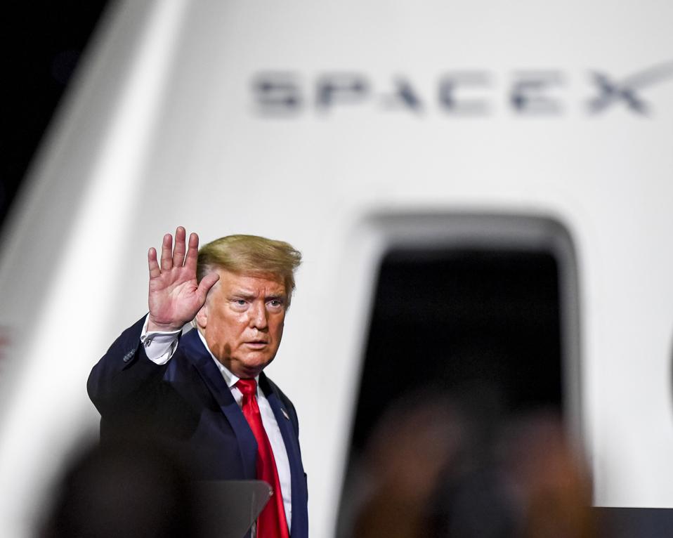 NASA commercial crew astronauts Doug Hurley and Bob Behnken blast off from historic Launch Complex 39A aboard the SpaceX Falcon 9 rocket in the crew Dragon capsule bound for the International Space Station