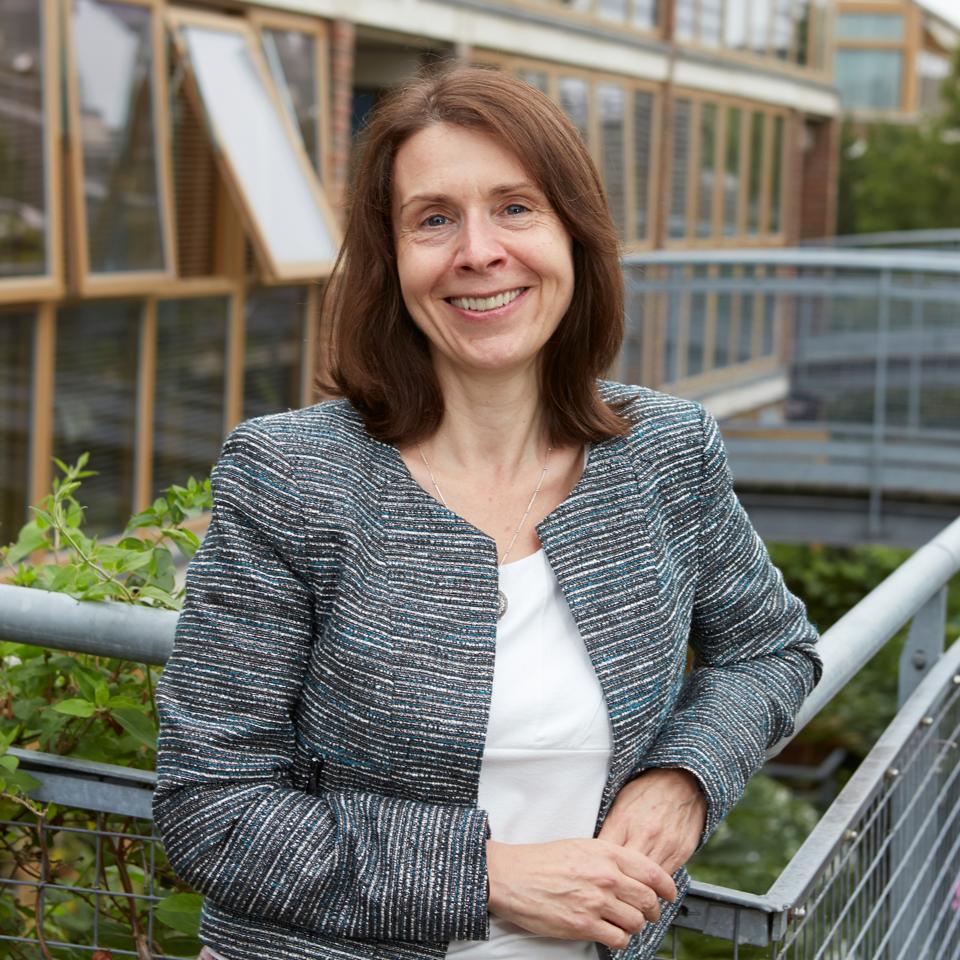 Sue Riddlestone outside her BedZED apartment
