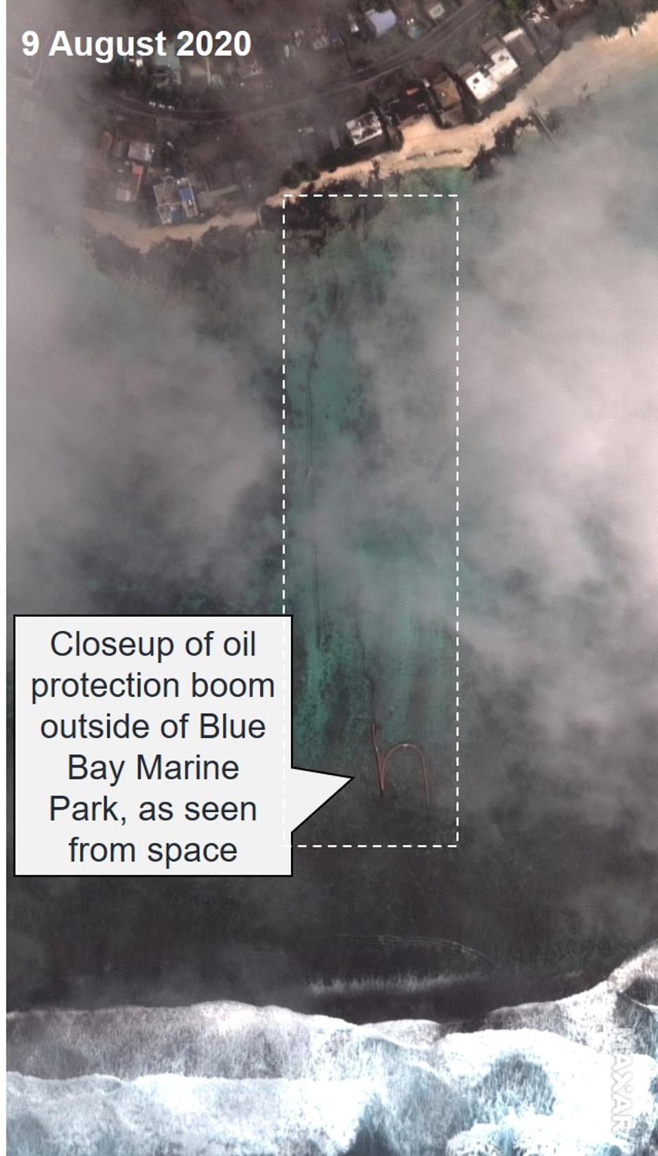 Satellite Imagery Captures The Massive Efforts To Slow Giant Mauritius Oil Spill