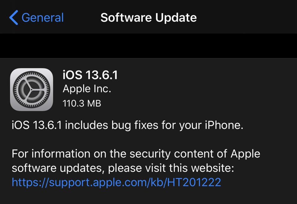 Apple Releases Ios 13 6 1 Sudden Surprise Update With Vital Fixes Apple Releases Ios 13 6 1 Sudden Surprise Update With Vital Fixes