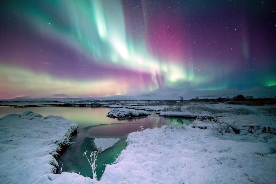 The northern lights above Iceland's Thingvellir National Park.