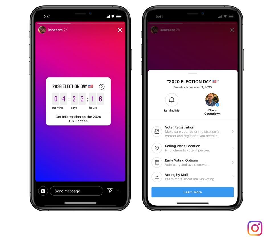 A demo of the Voter Information Hub on Instagram