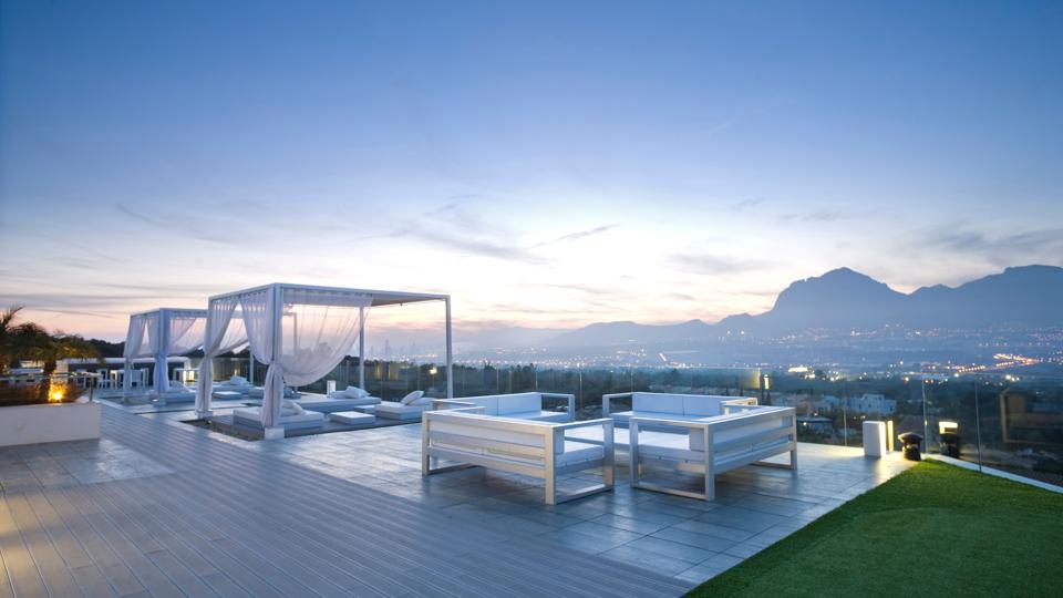 Sunset over the terrace at SHA Wellness Clinic.