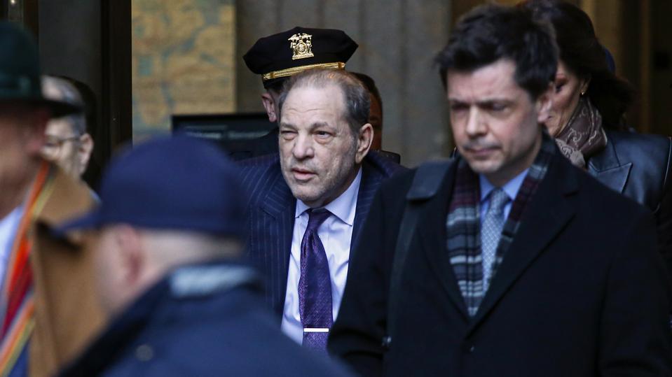 Harvey Weinstein leaves court on February 19, 2020 in New York City.