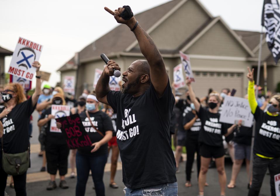 Protestors Rally At Minneapolis Police Union Chief's Residence