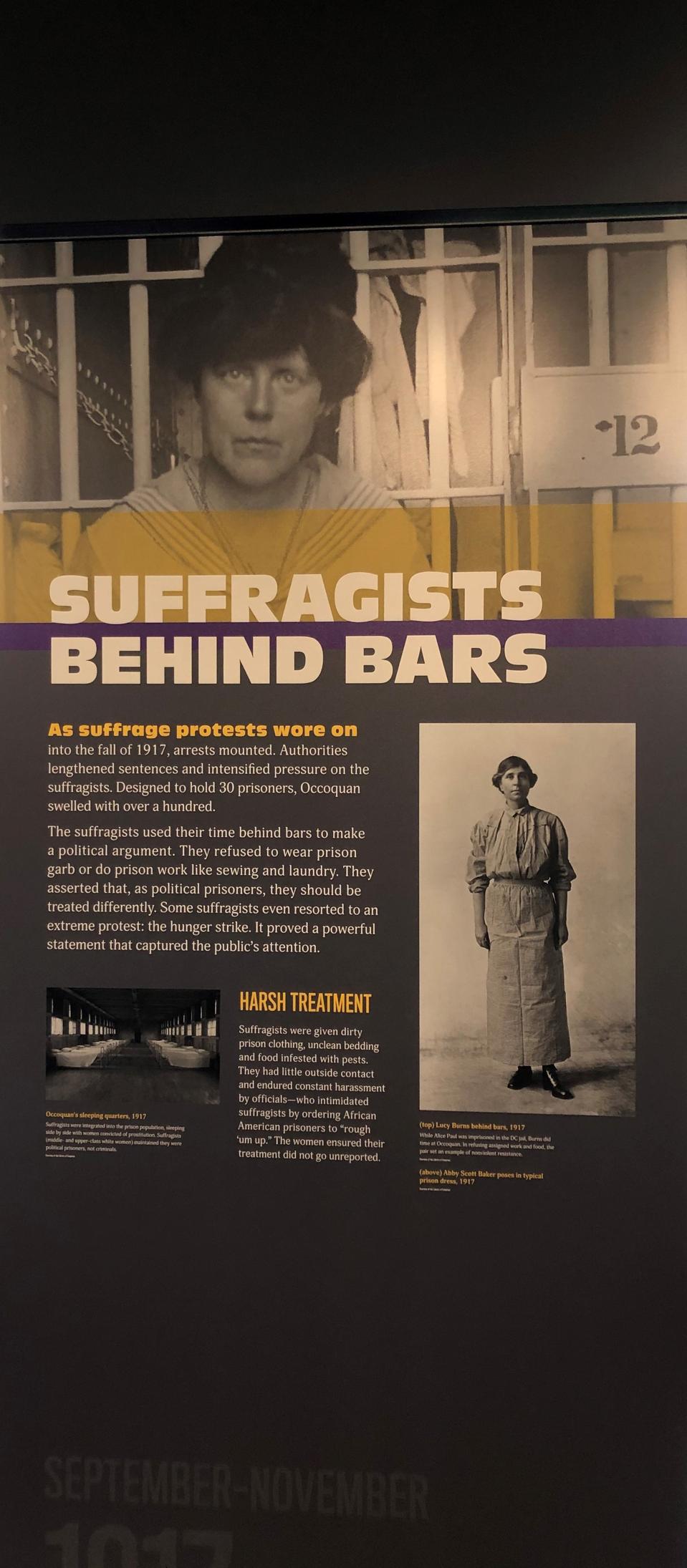 Display on jailed suffragists, Lucy Burns Museum