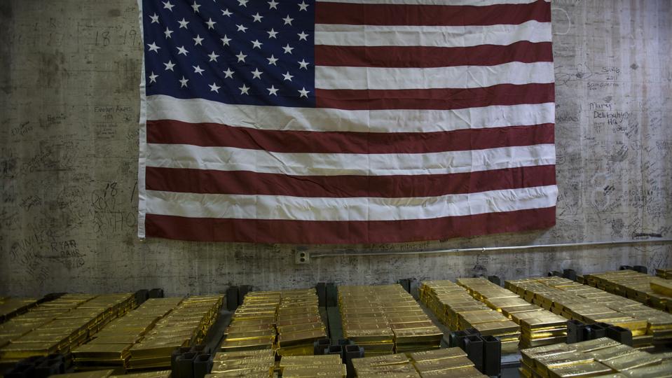 Gold bars in vault