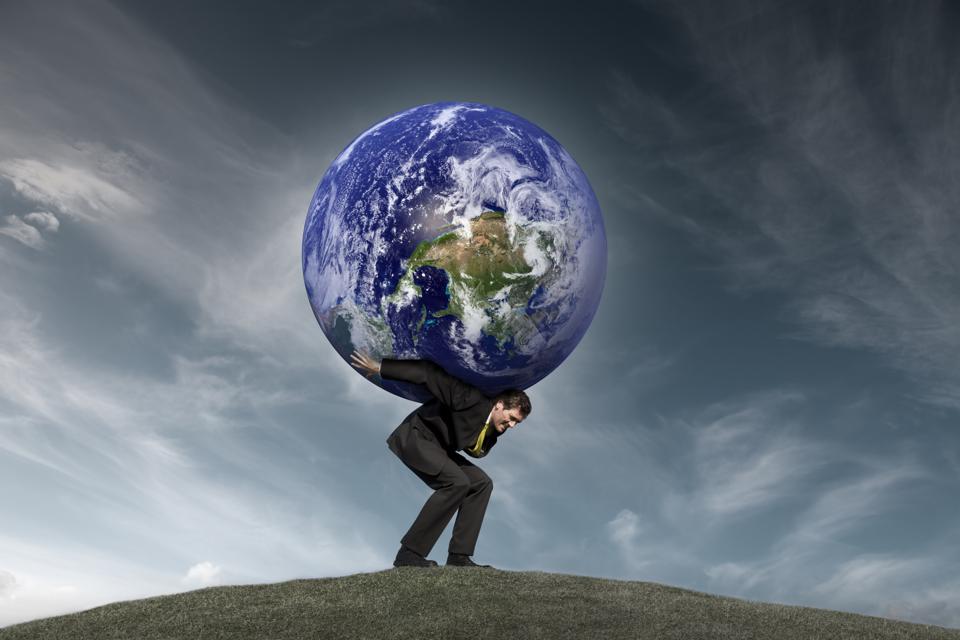 Businessman with the World on his Shoulders