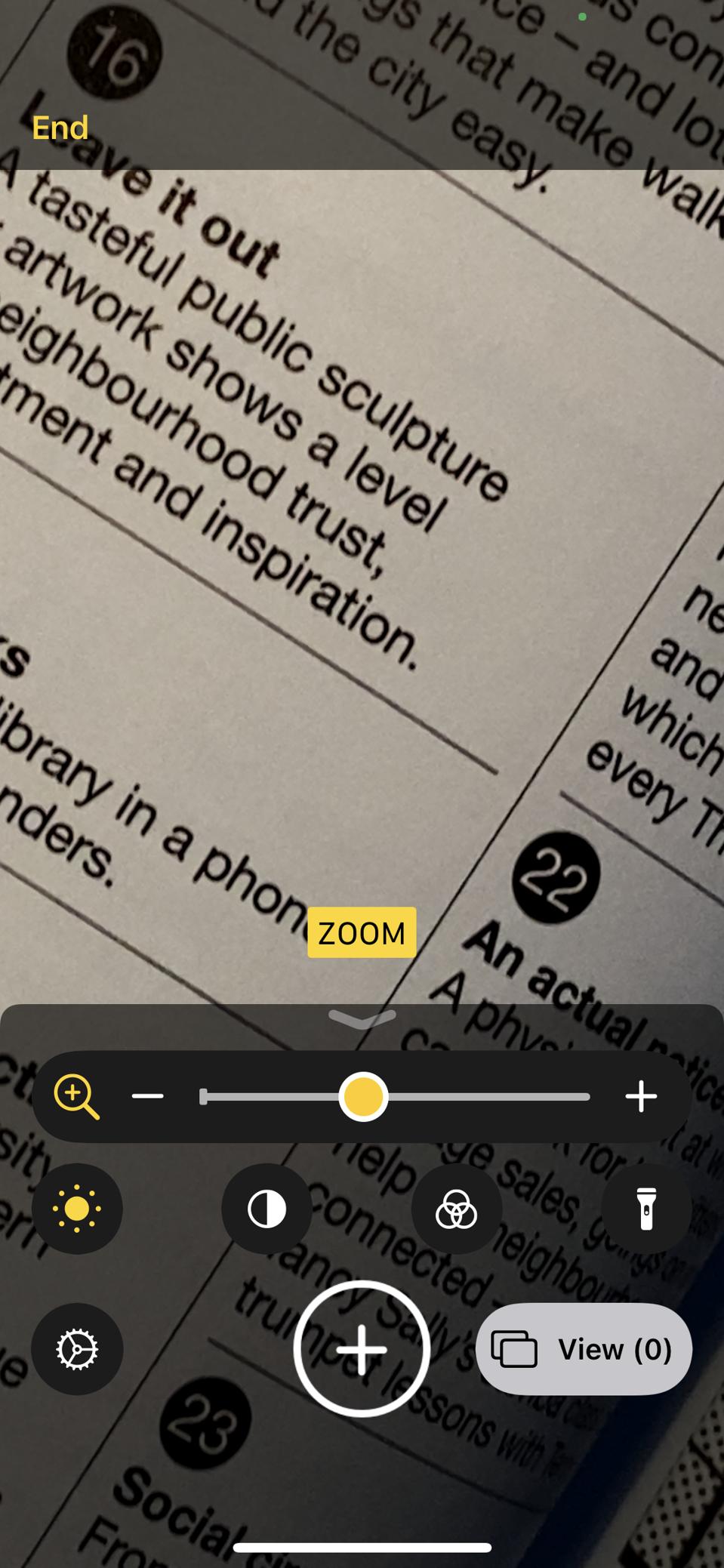 A view through the Magnifier lens in iOS 14.