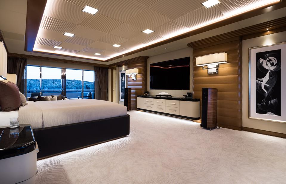 The master stateroom onboard the 351-foot-long superyacht LANA that Jay Z and Beyonce are reportedly chartering in Croatia.