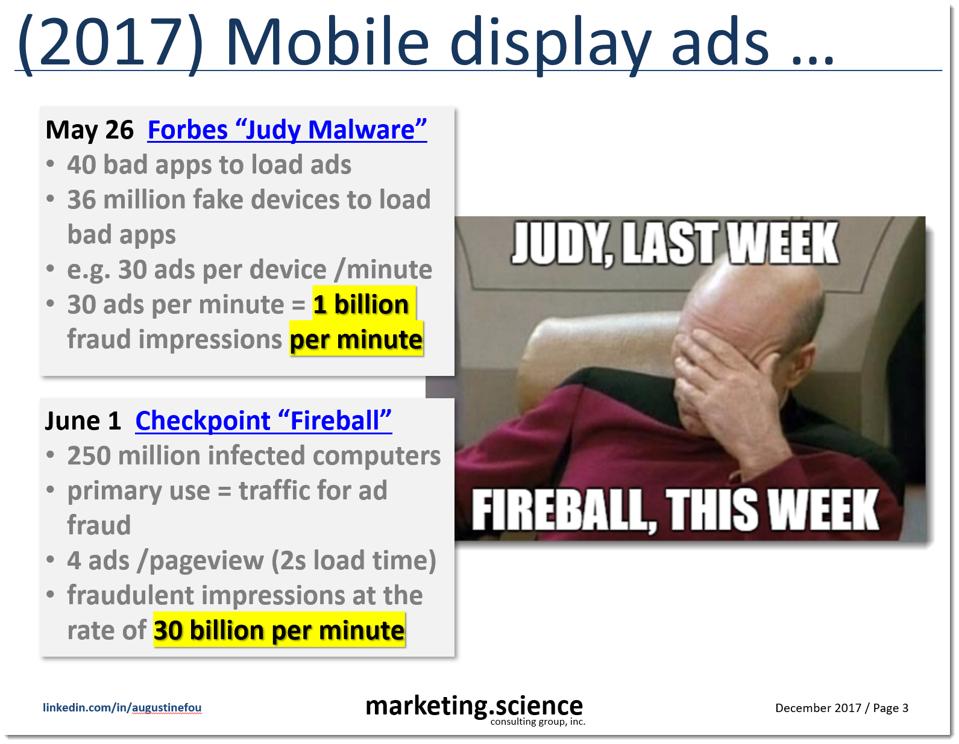 2017 - Judy Malware, Fireball Malware on fake mobile devices, truly scalable ad fraud